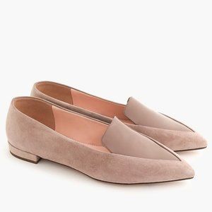 J Crew Gwen Pointed Loafers Flats In Patent Leather Sandy Brown